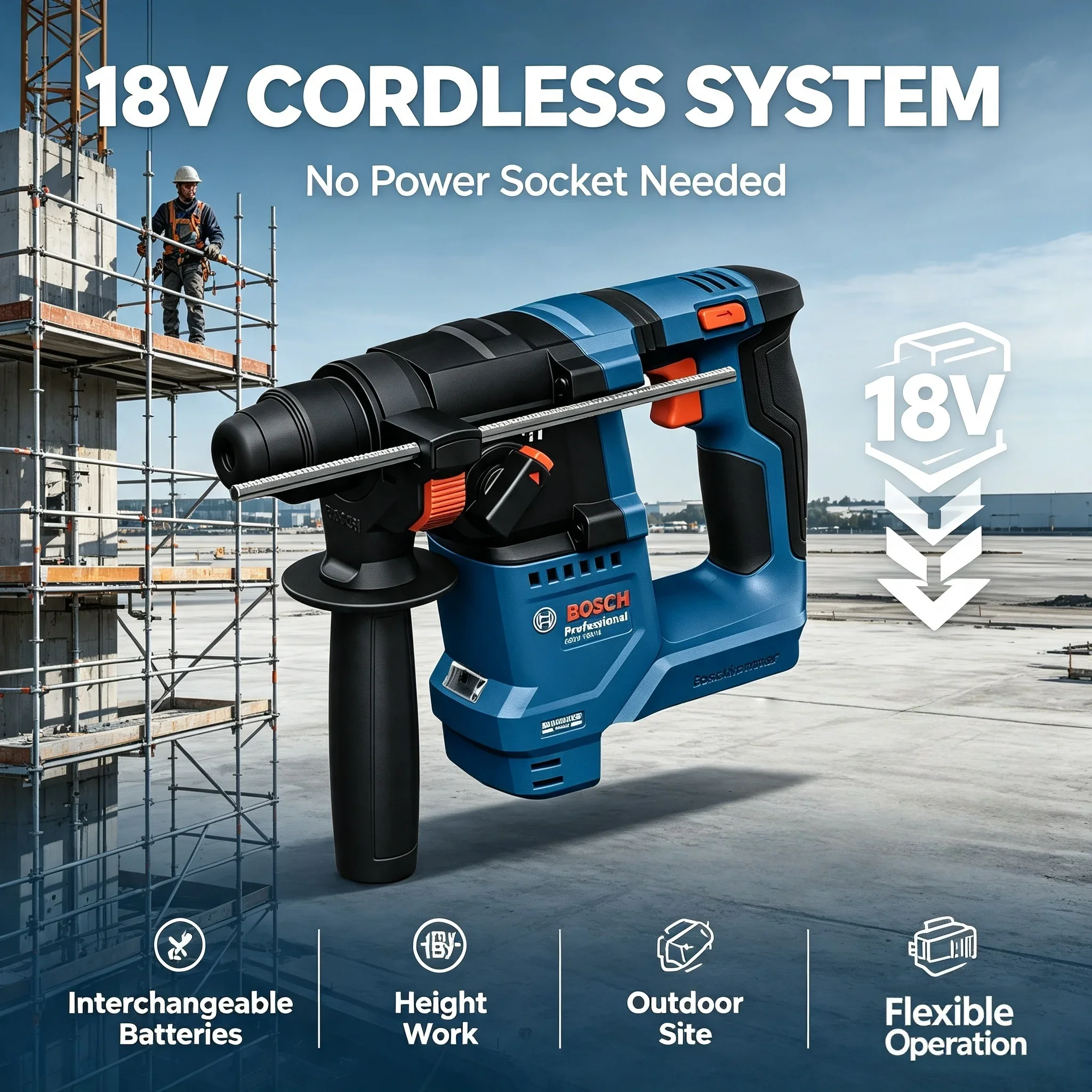 Bosch GBH 18V-18, Bor Palu Put - Power Tools Professional ulasan dan harga